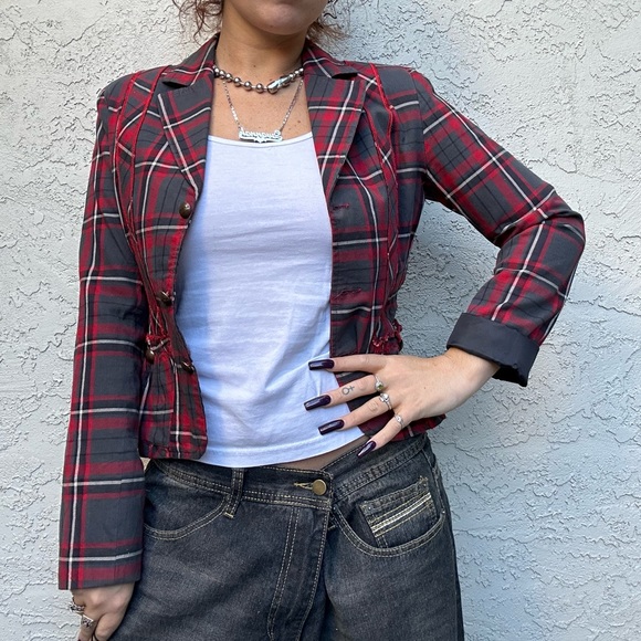 Y2k Plaid Blazer - Picture 9 of 13